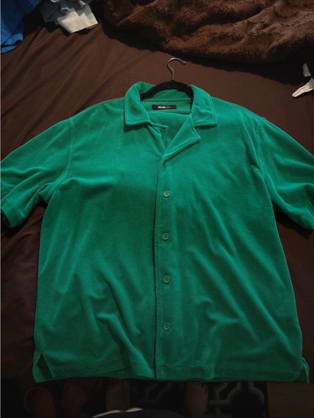 Men's Green Short-Sleeve Button Shirt and Short Set